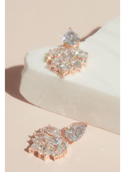 Cubic Zirconia Cluster Drop Earrings - Wedding Accessories